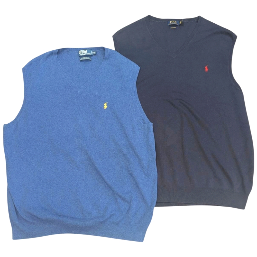 Ralph Lauren Blue and Black V-Neck Sweaters